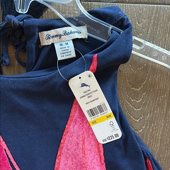 Tommy Bahama Navy Dress with Vibrant Pink Accents - Picture 2 of 6